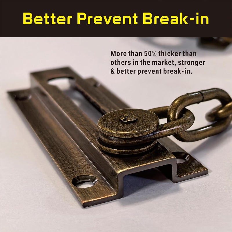 Siwil Security Door Lock Chain Heavy-Duty, Long Chain & Solid Brass with Antique Finished, Strong and Rust-Resistant Chain Locks Guard (Antique) - Image 5